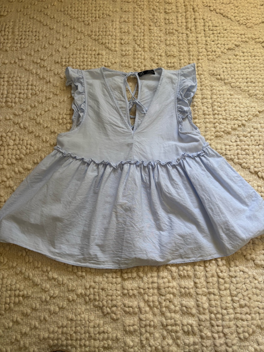 Zara Light Blue Ruffle Tie-Back Women's Top